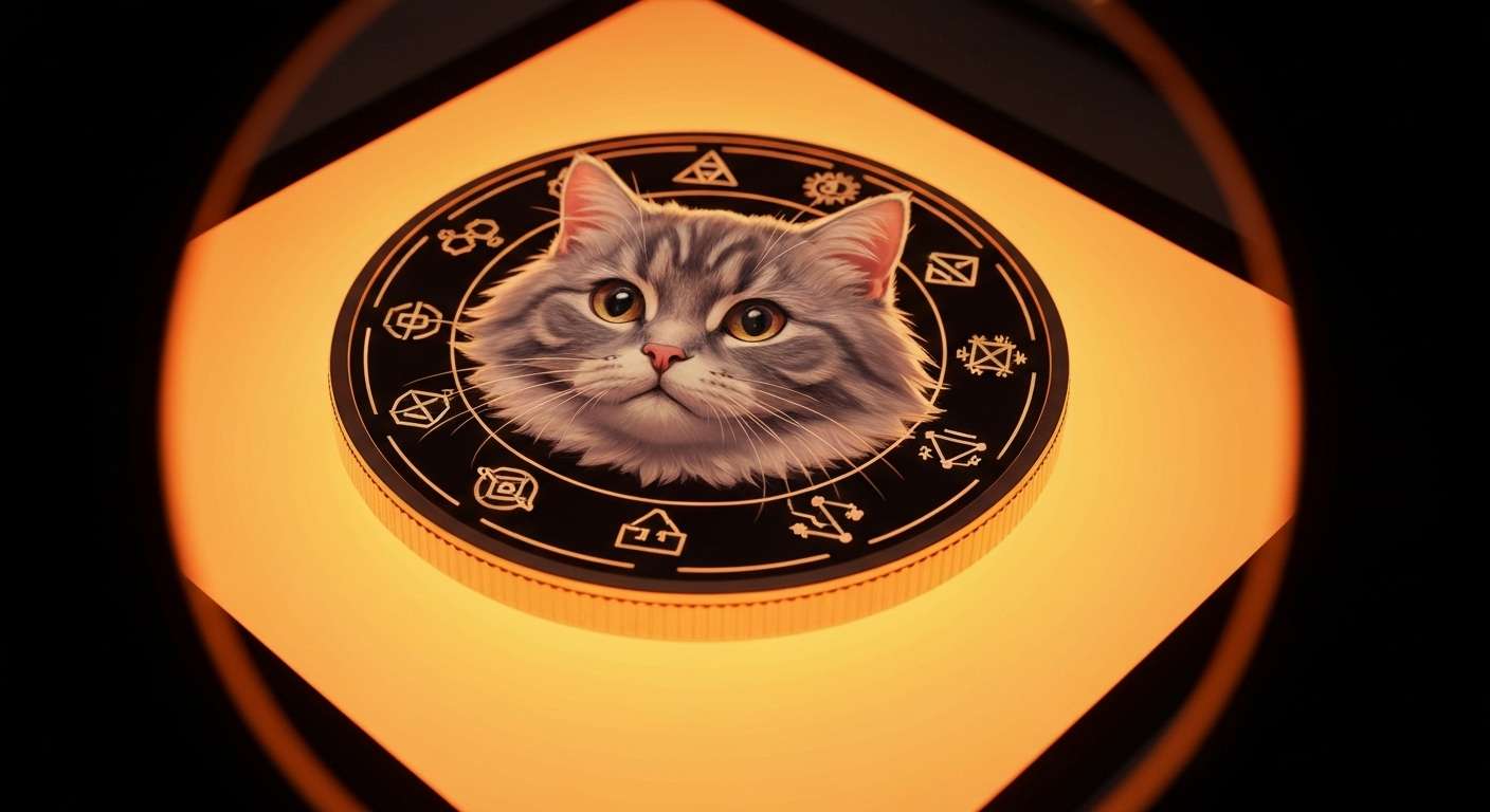 Digital coin with cat motif on Solana