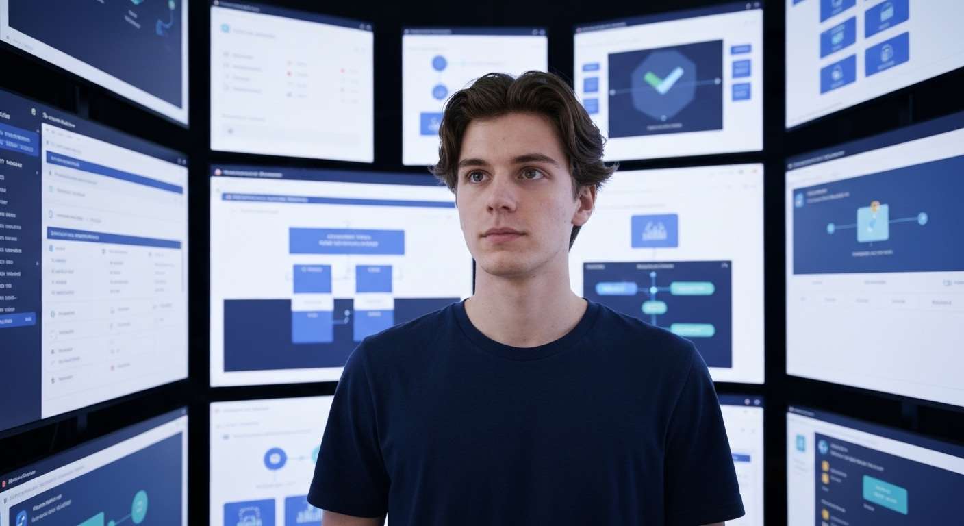 Hands interacting with holographic code