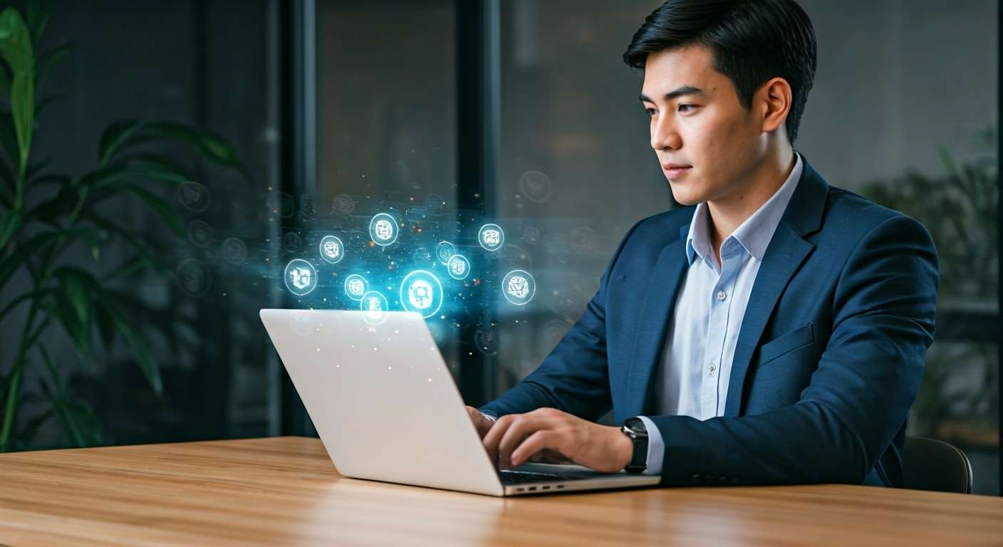 Young professional working on crypto tasks